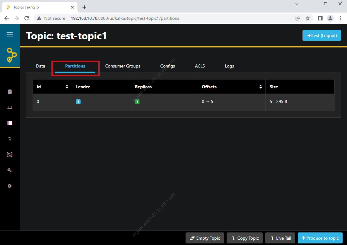Topic 상세 정보 조회 (Partitions)