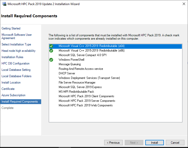 MS HPC Pack Head Node Install Step 16