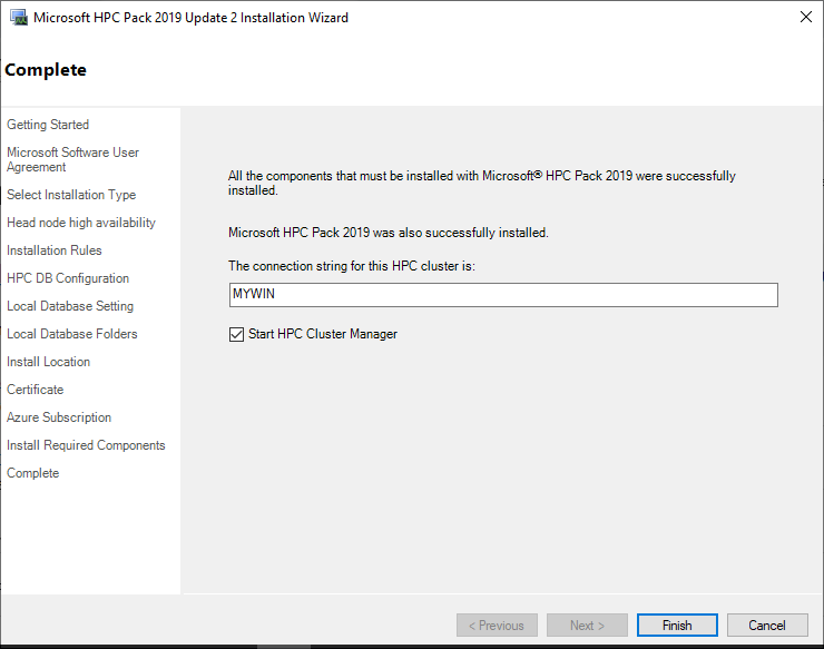 MS HPC Pack Head Node Install Step 17