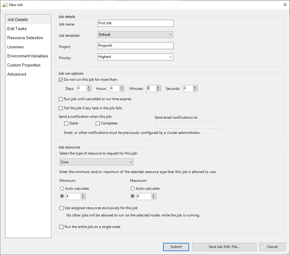 MS HPC Pack Job Detailn