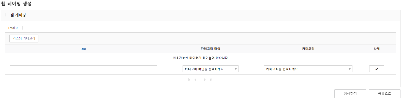 Web rating object creation