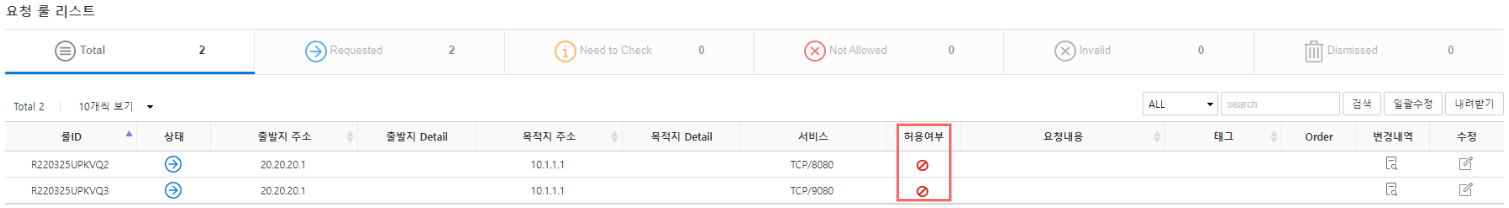Rule 규칙 적용 결과