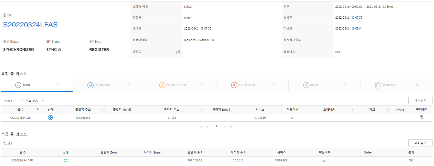 Existing request rule set