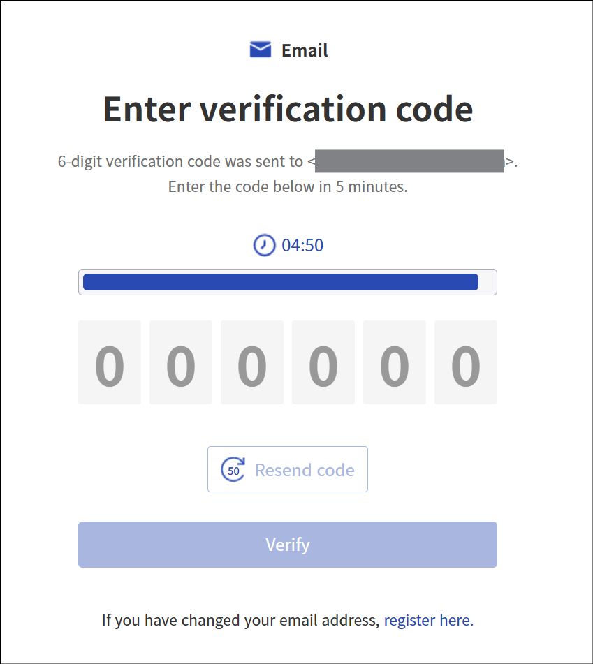 Authentication screen